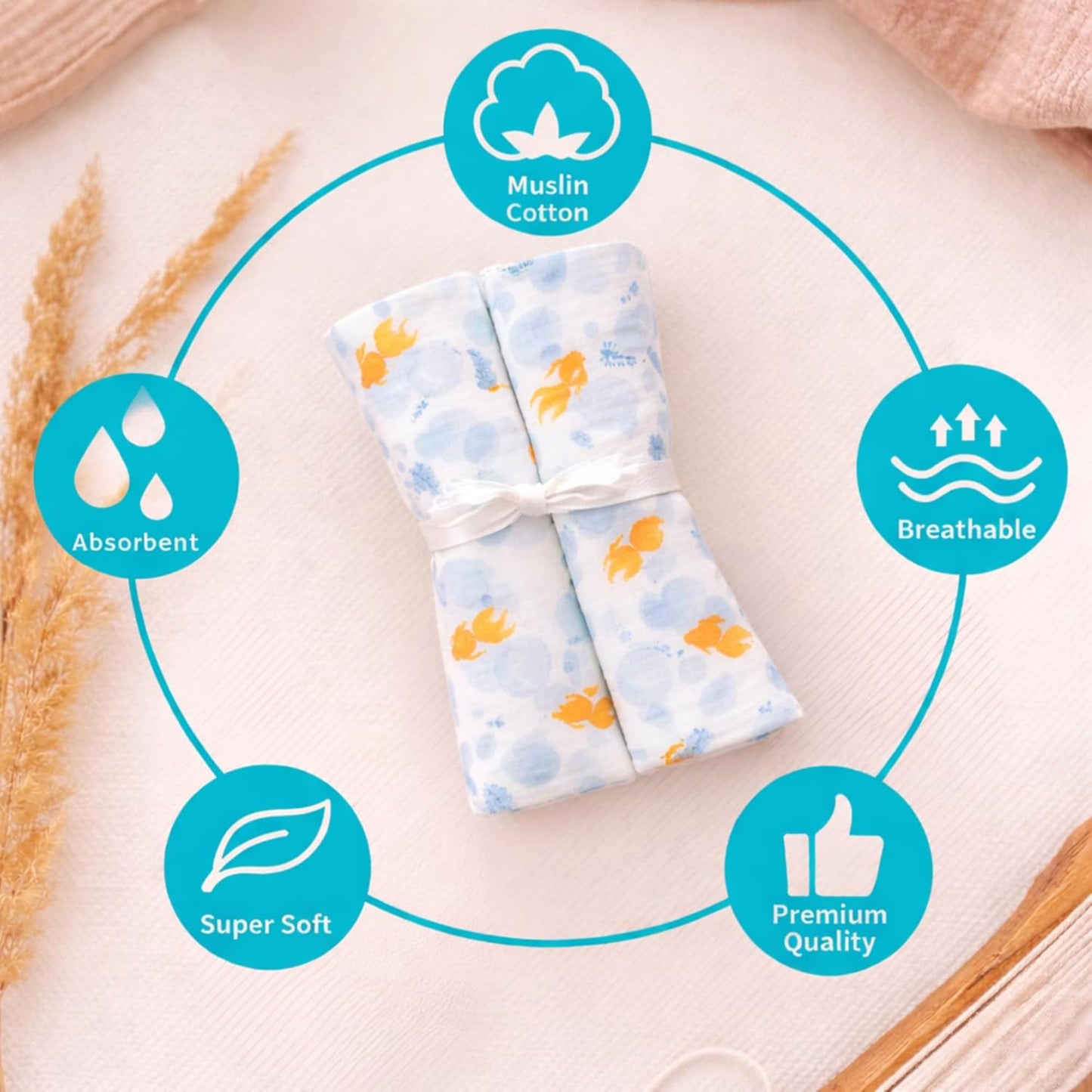 Organic Cotton Burp Cloth - Goldfish Bubbles