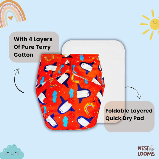 Reusable Cloth Diaper - Penguin Party