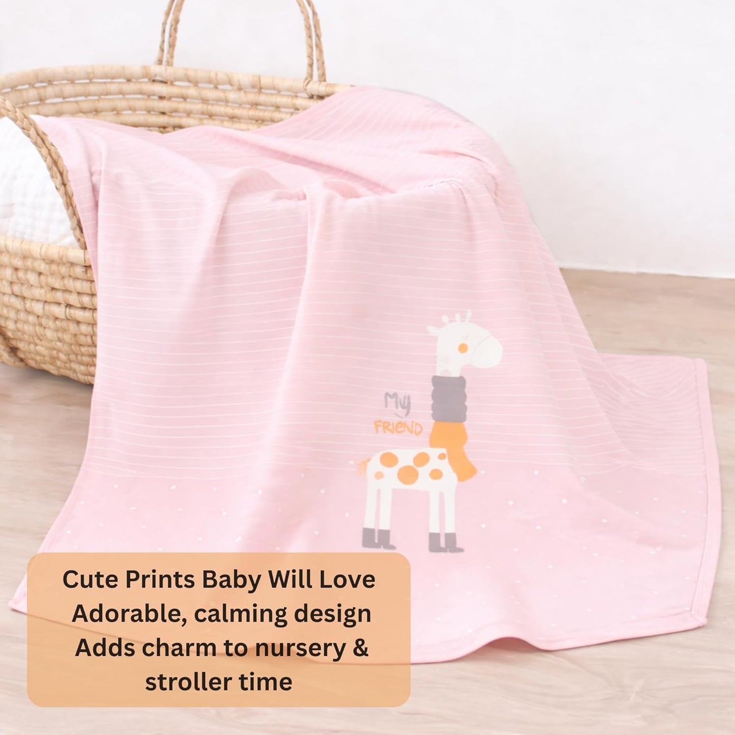 Cotton Baby Blanket - Bubblegum Giraffe