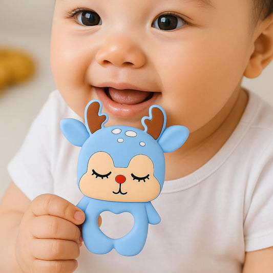 Silicone Cartoon Teether - Deer (Blue)