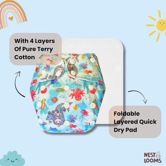 Reusable Cloth Diaper - Aqua Adventures