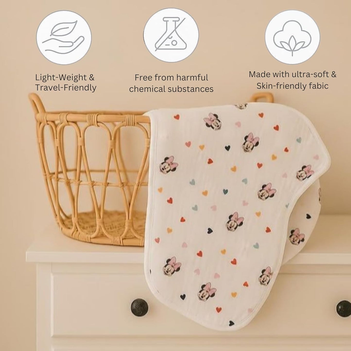 Organic Cotton Muslin Blanket - Mickey Love