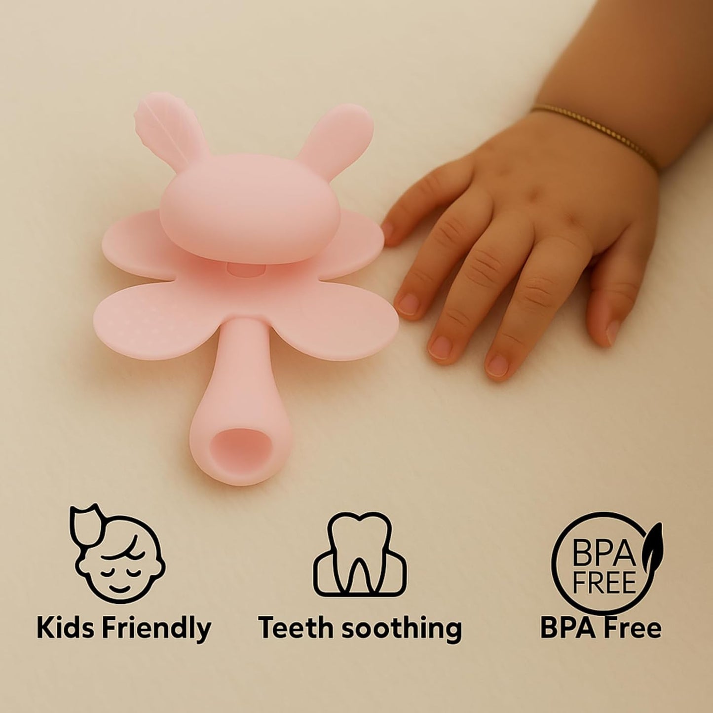 Premium Bunny Silicone Teether (Pink)