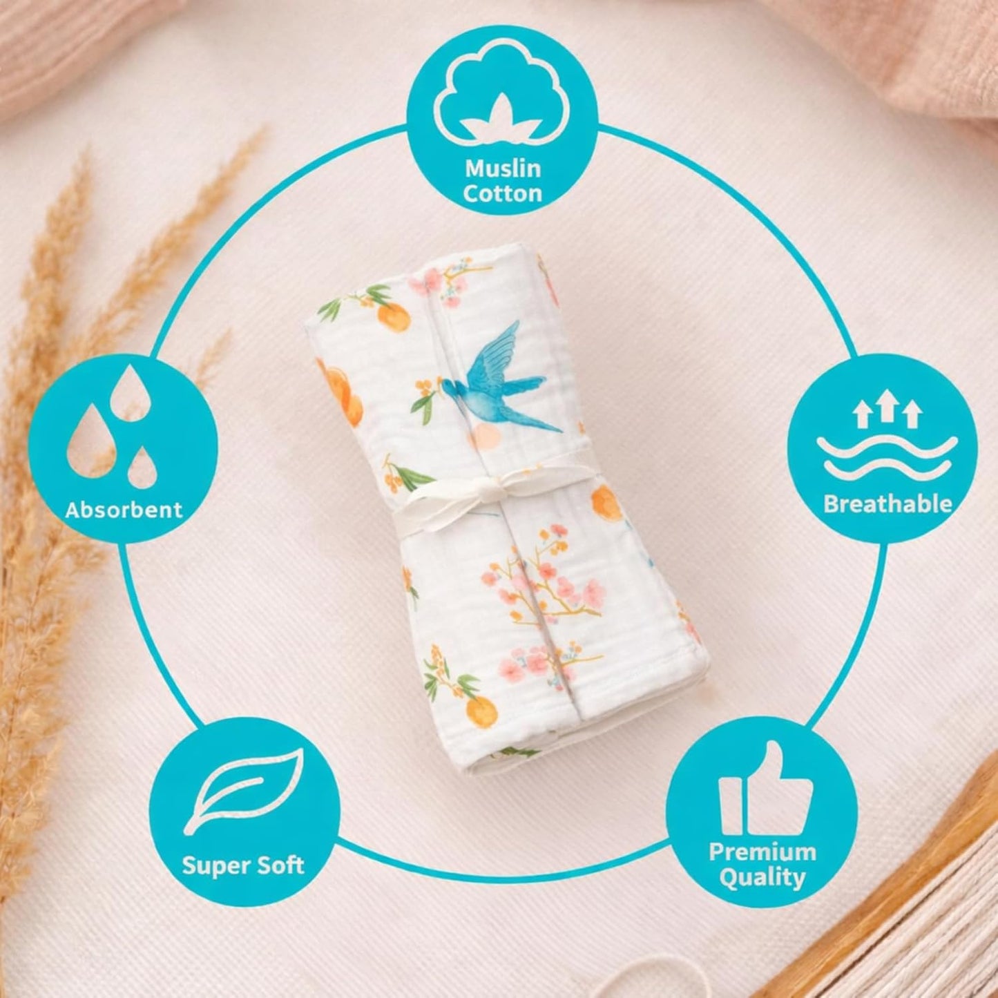 Organic Cotton Burp Cloth - Fruit Flyers