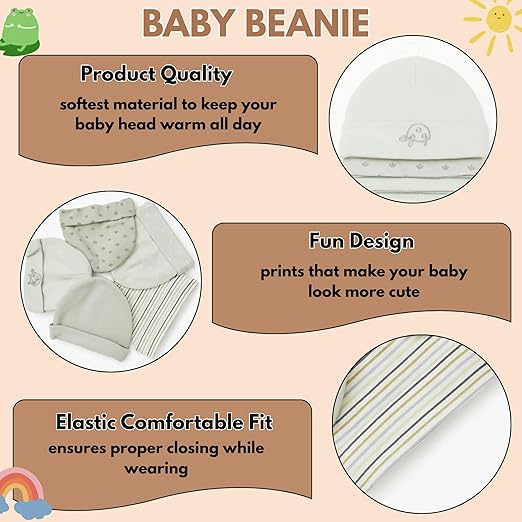 Unisex Baby Beanies Set of 5 - Mint Meadow