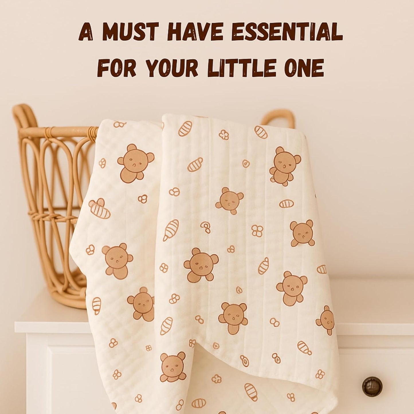 Baby Muslin Swaddle - Bear Snuggle