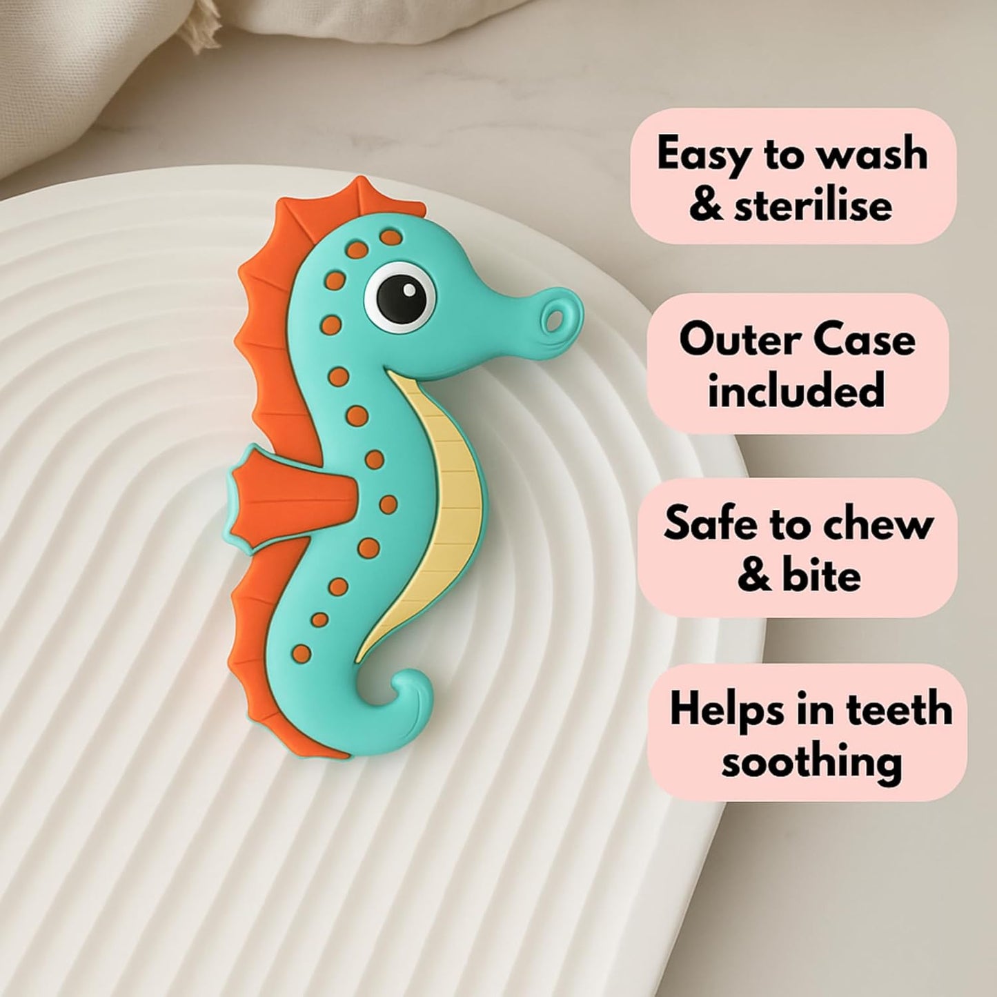 Silicone Cartoon Teether Seahorse (Light-Green)