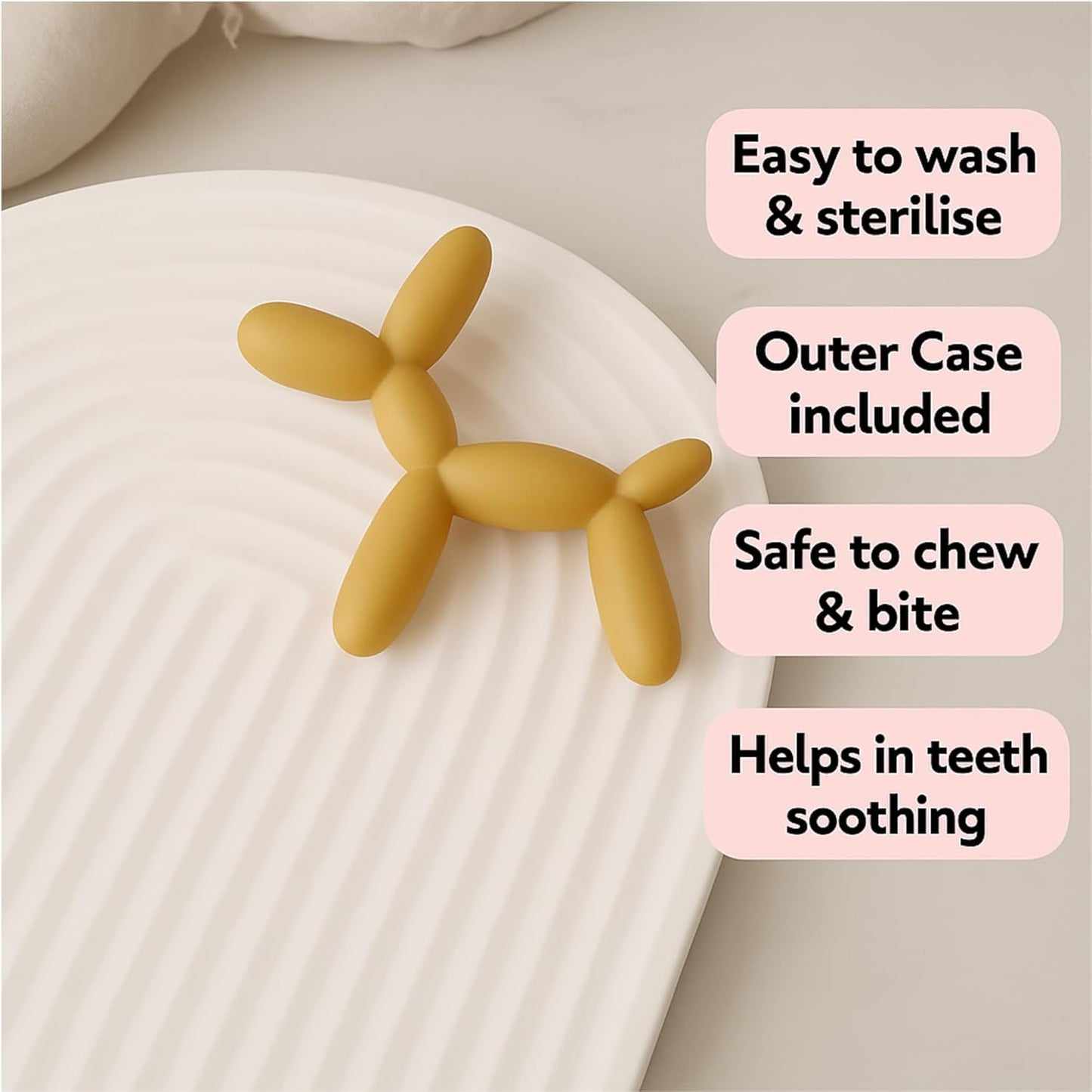 Premium Balloon Dog Shaped Silicone Teether (Brown)