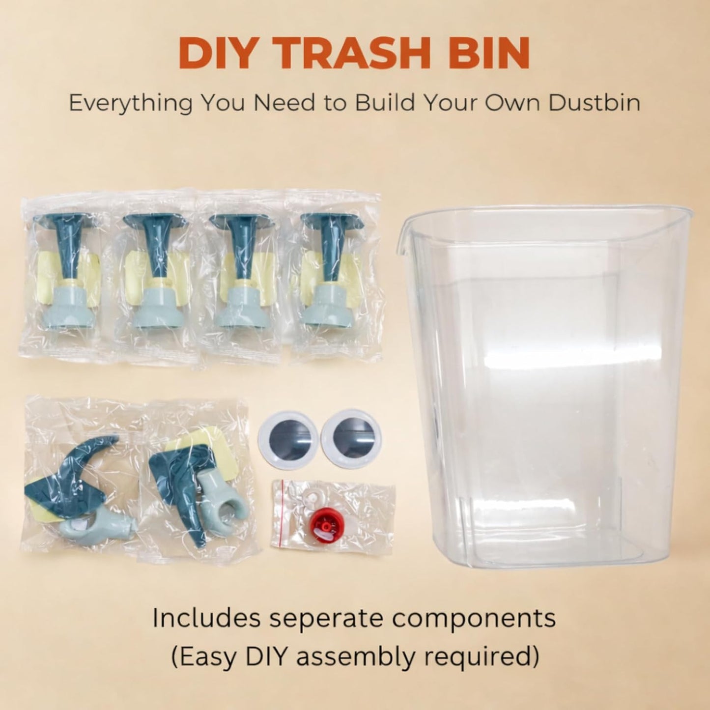 Multipurpose DIY Robot Trash Can - Green Turquoise