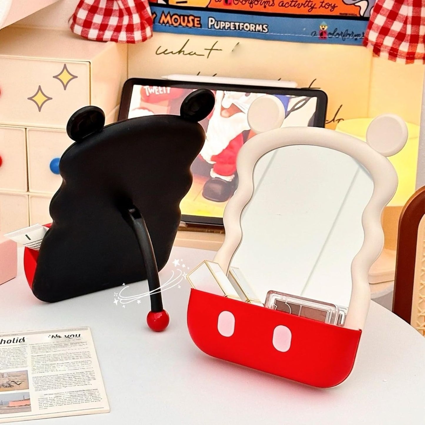 Children’s Decorative Mirror with Storage Space - Black Mickey