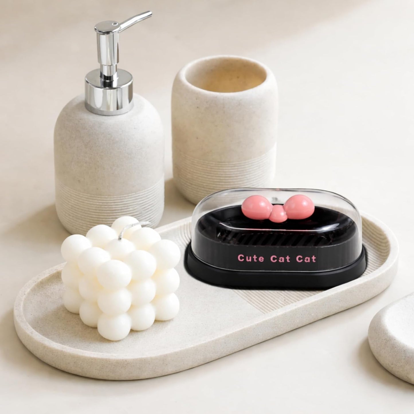 Soap Holder - Cute Cat - Black