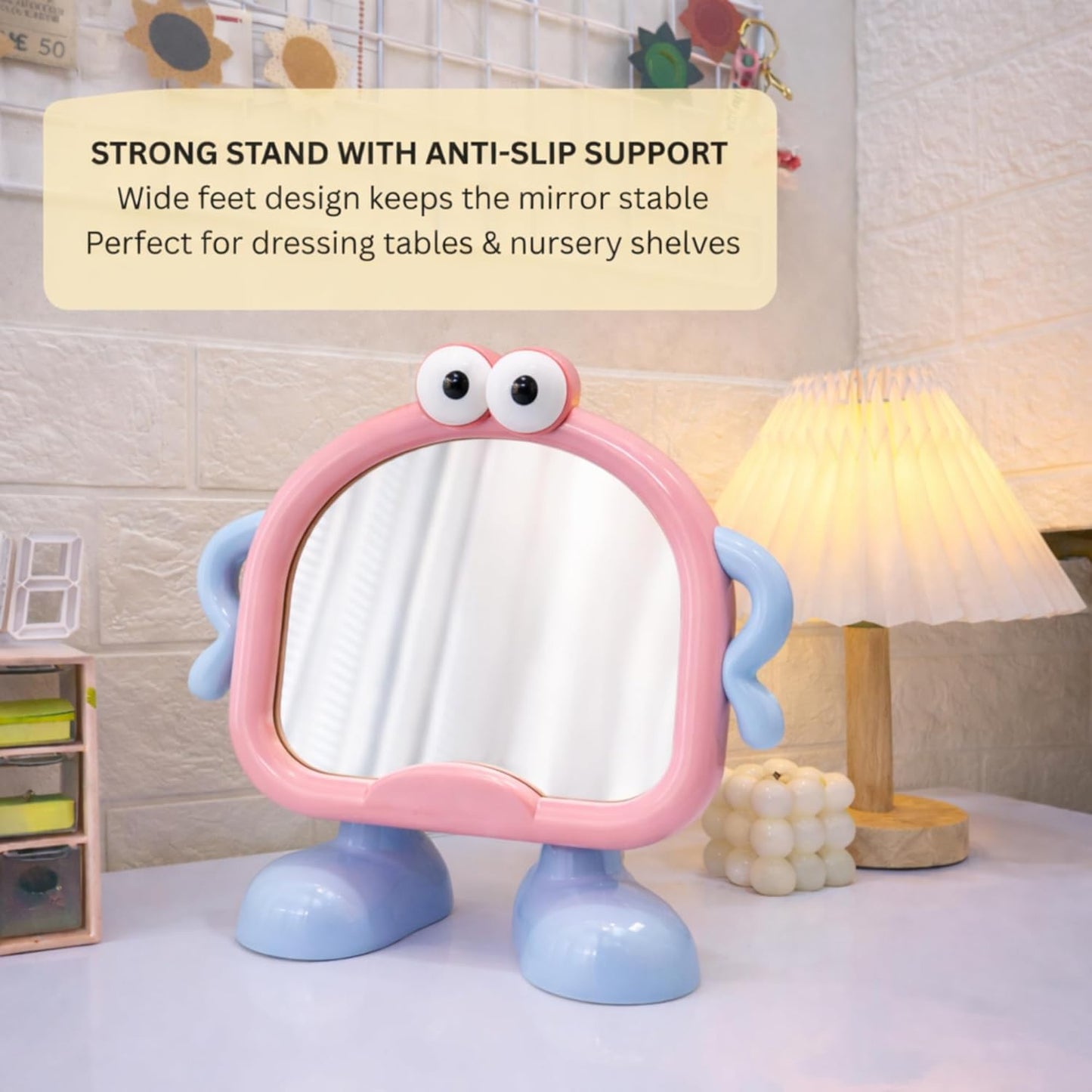 Kids Peekaboo Buddy Standing Mirror - Pink Giggly