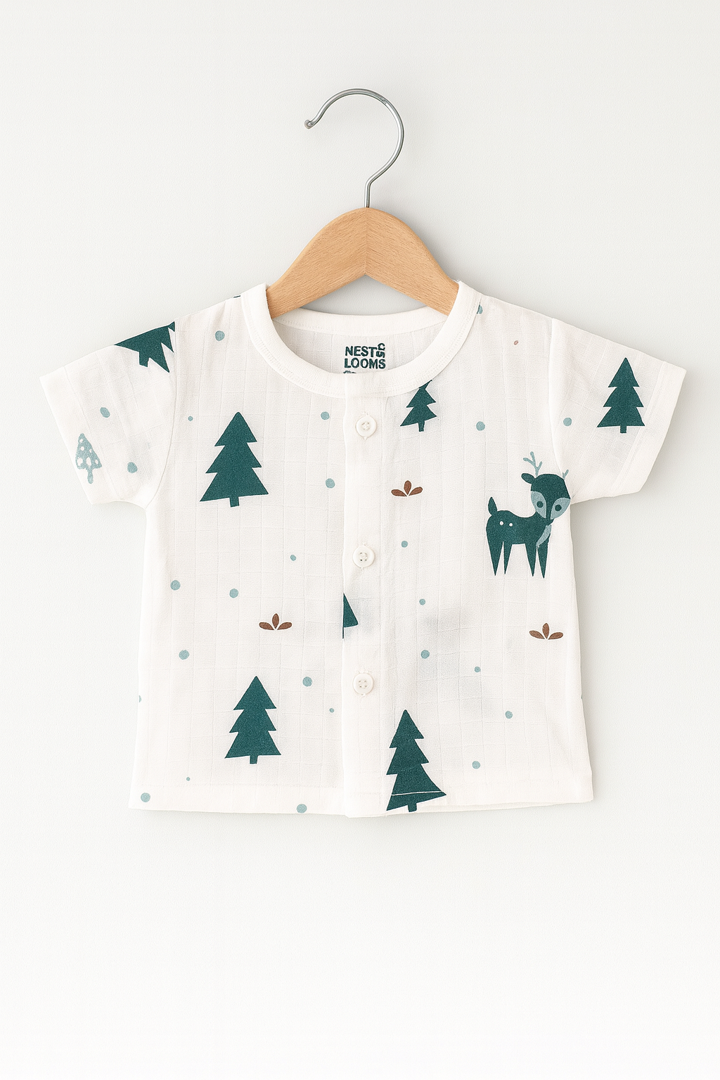 Half Sleeves Jhabla Set - Organic Cotton Muslin - Christmas wonderland