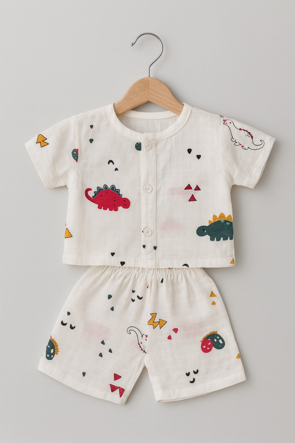 Half Sleeves Jhabla Set - Organic Cotton Muslin - Dinoland