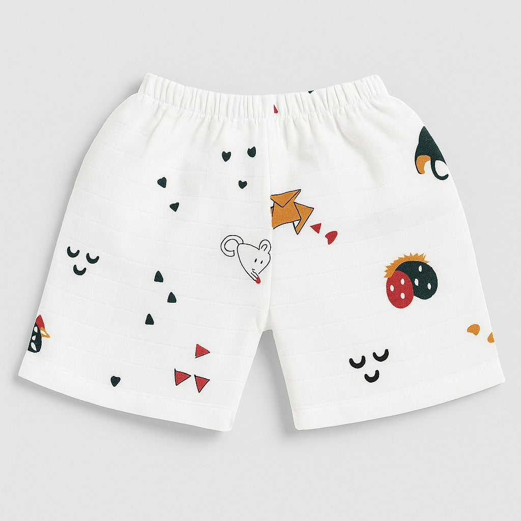 Half Sleeves Jhabla Set - Organic Cotton Muslin - Dinoland