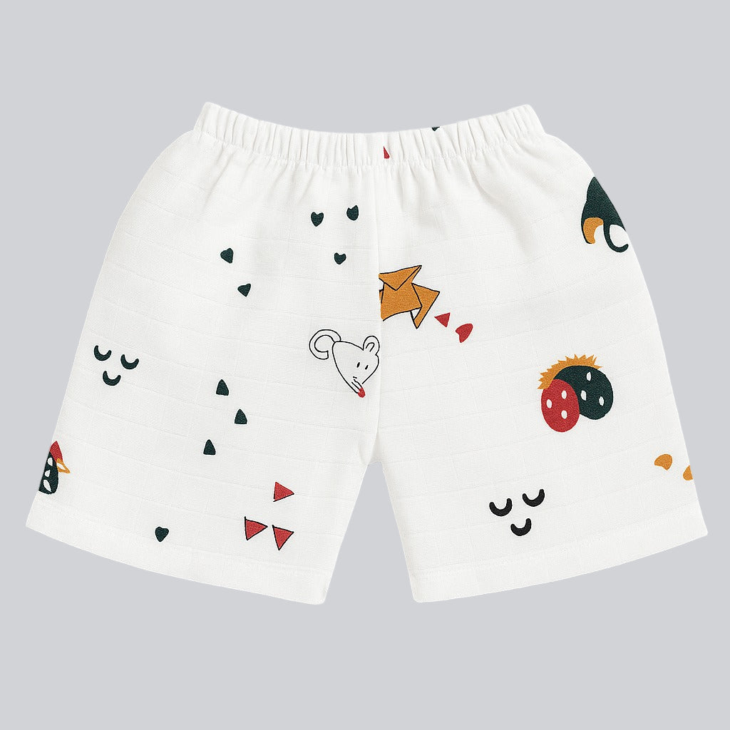 Half Sleeves Jhabla Set - Organic Cotton Muslin - Dinoland