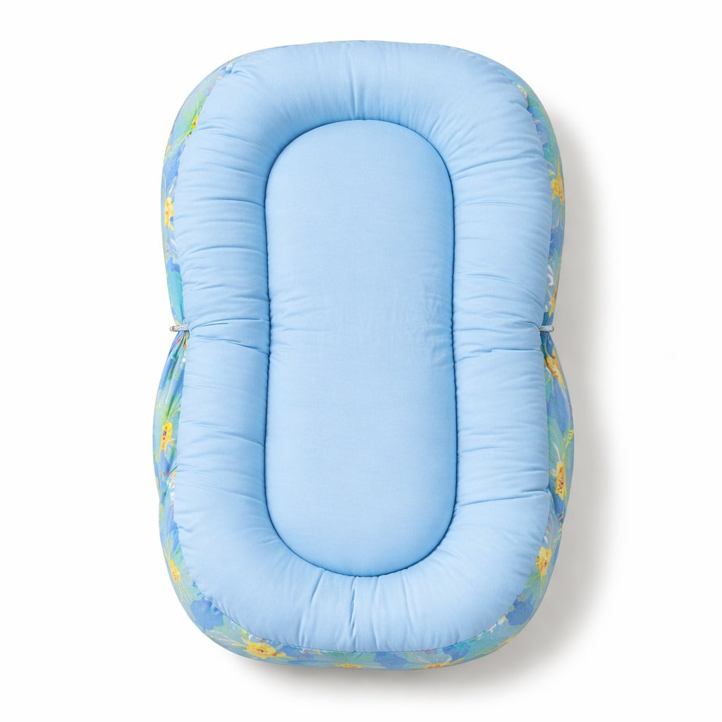 Baby Bedding Set With Mosquito Net & Head Support Pillow - Blue Jungle