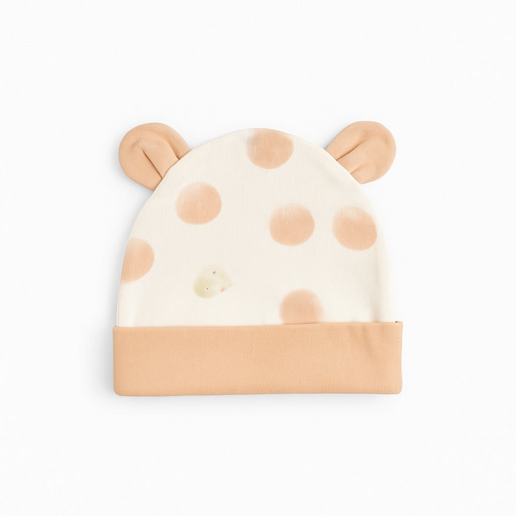 Beanie With Teddy Ears - Peachy Puff