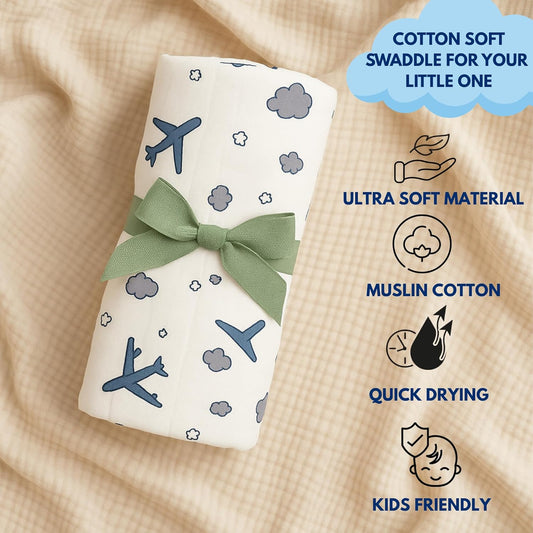 Baby Muslin Swaddle - Aeroplane Rides