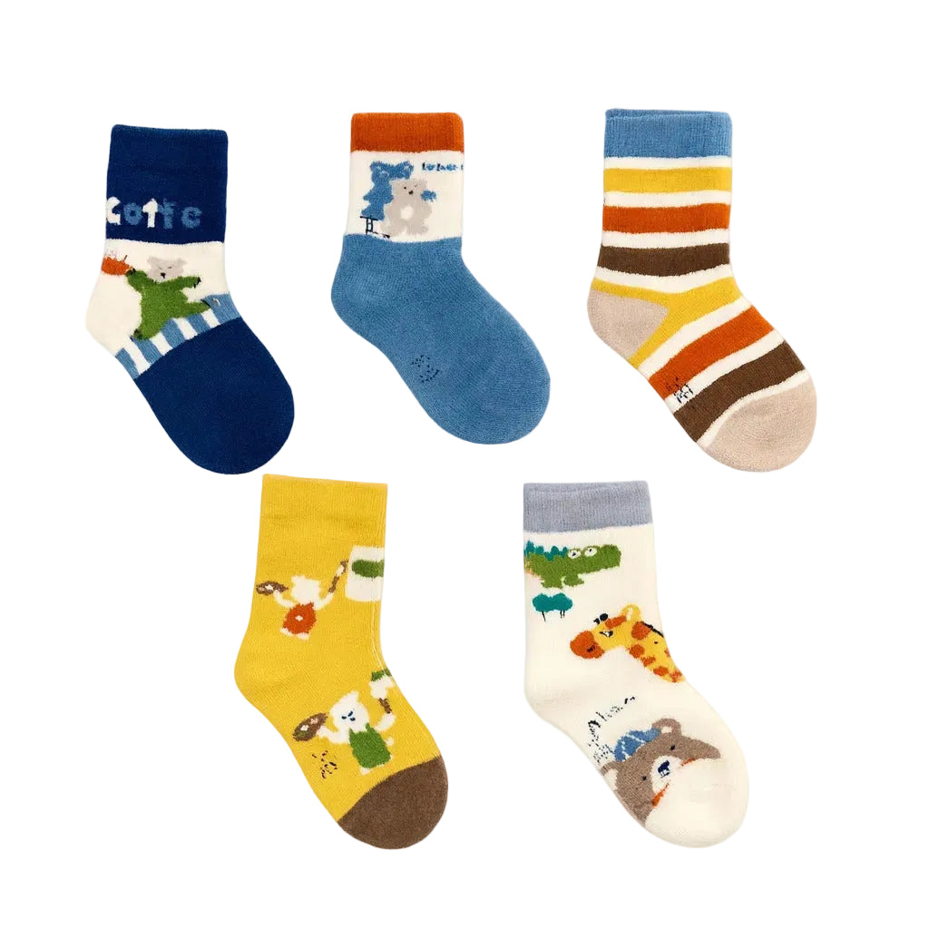 Multicolour Woolen Socks Set of 5 - Safari Squad
