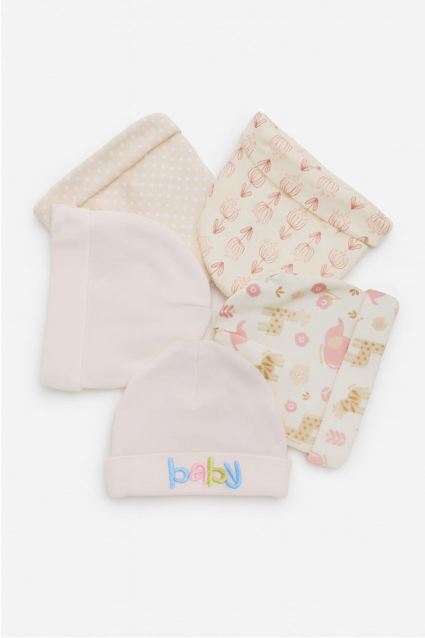 Unisex Baby Beanies Set of 5 - Soft Blush Wonders