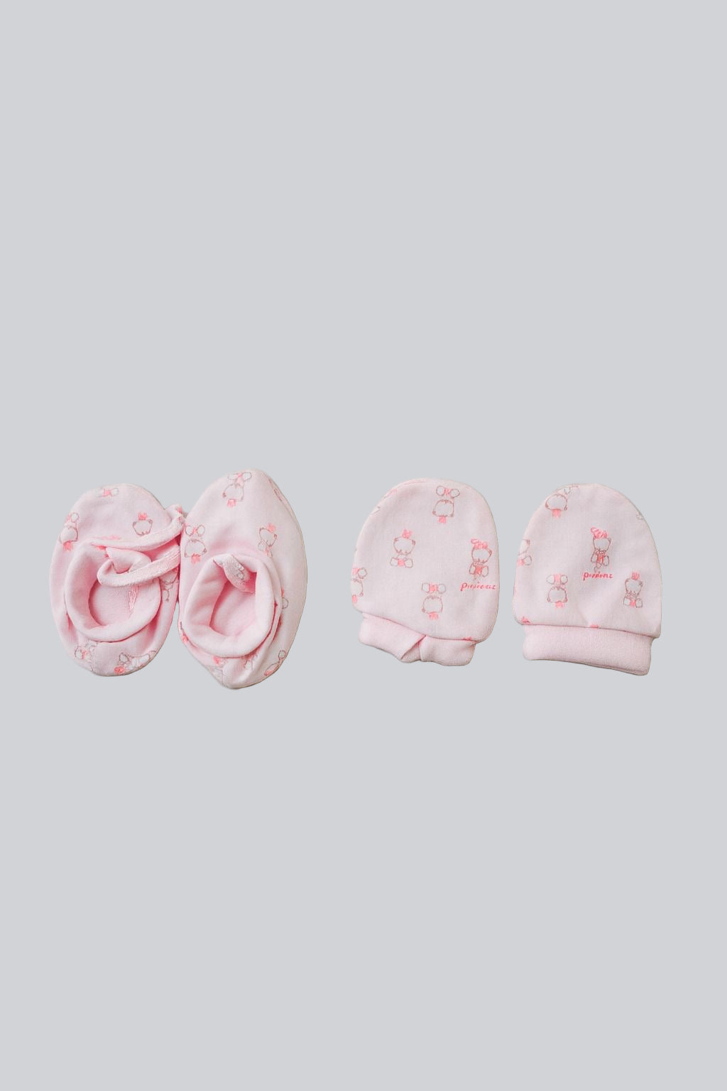 Baby Mittens & Booties- 2 Light Pink Teddy