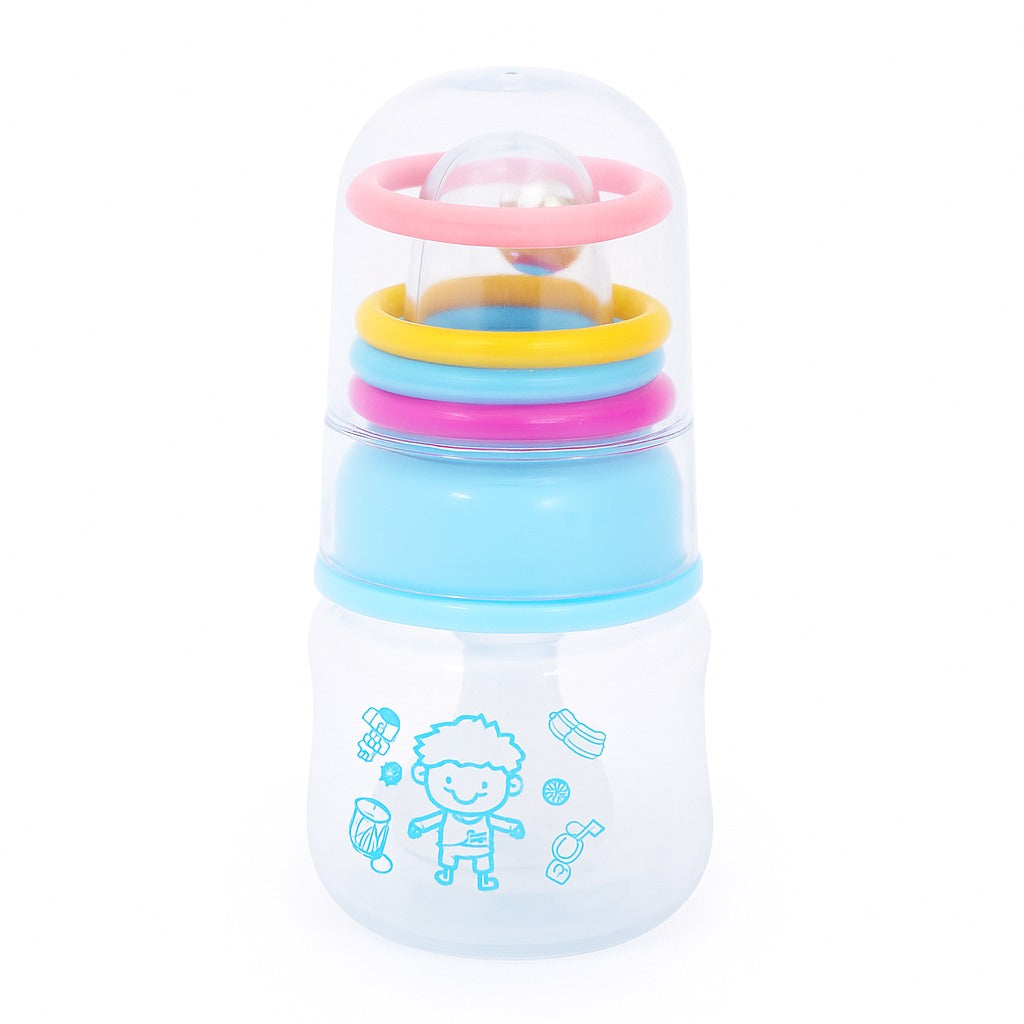 Newborn Nursing Bottle with Rattle Cap 60 ml - Rainbow Rings