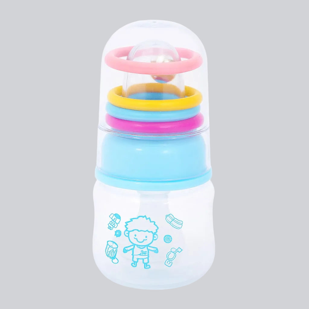 Newborn Nursing Bottle with Rattle Cap 60 ml - Rainbow Rings
