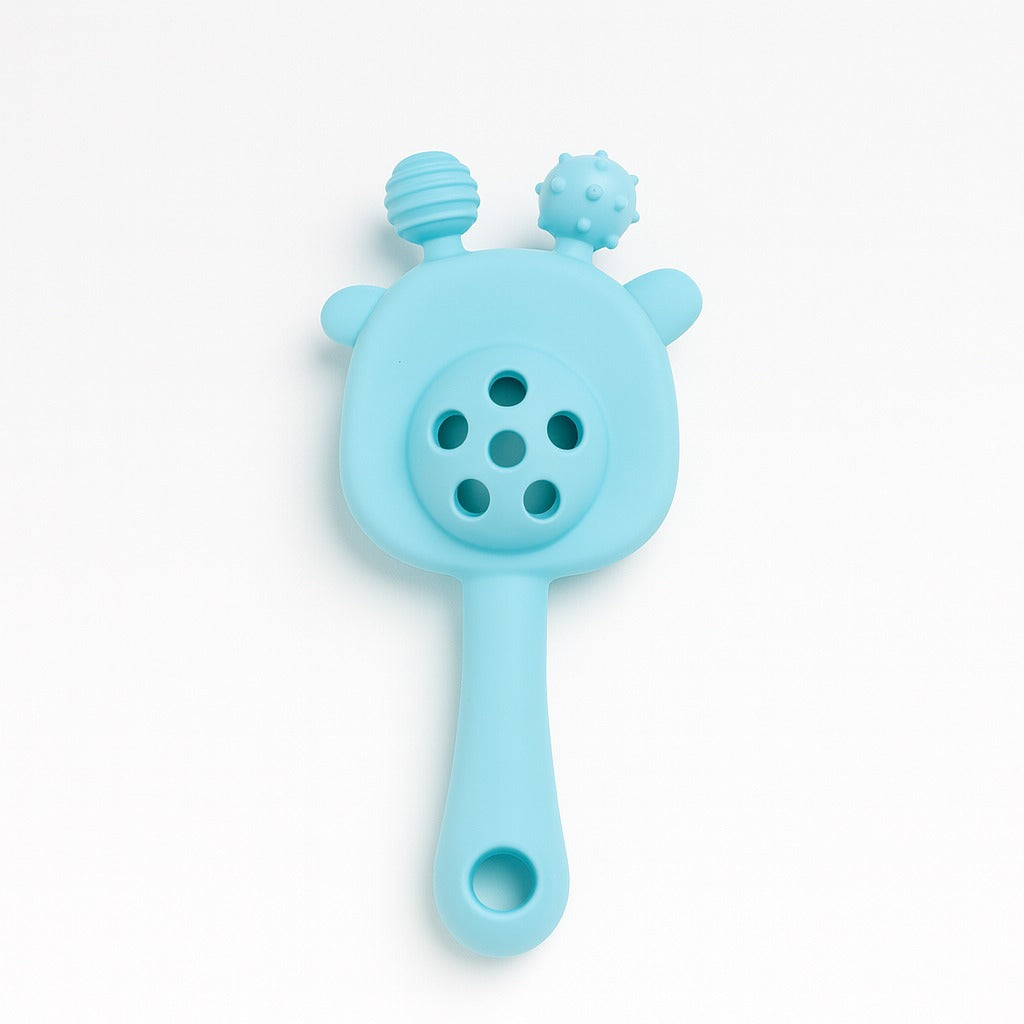 Giggly Giraffe Rattle Teether - Cotton Blue
