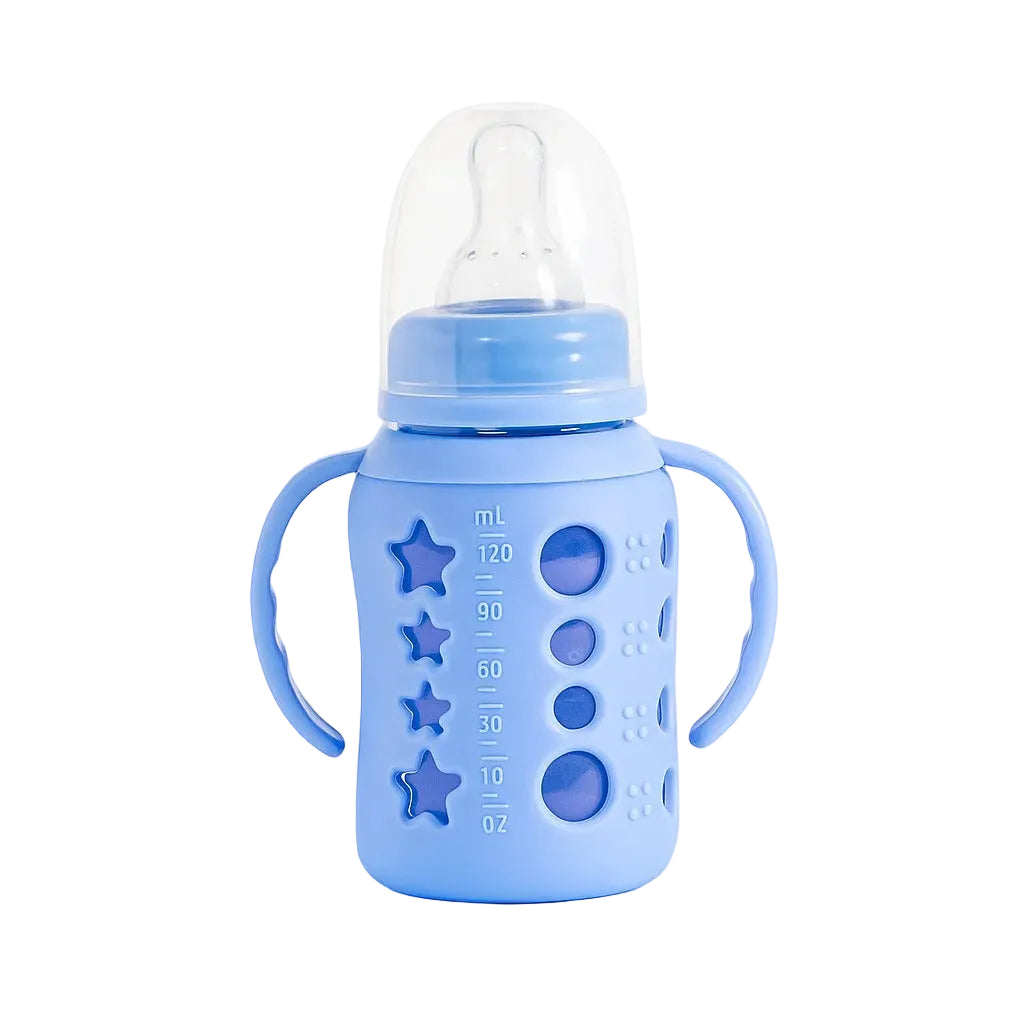 Glass Feeding Bottle With Handle 120ml - SkyBloom Orbit