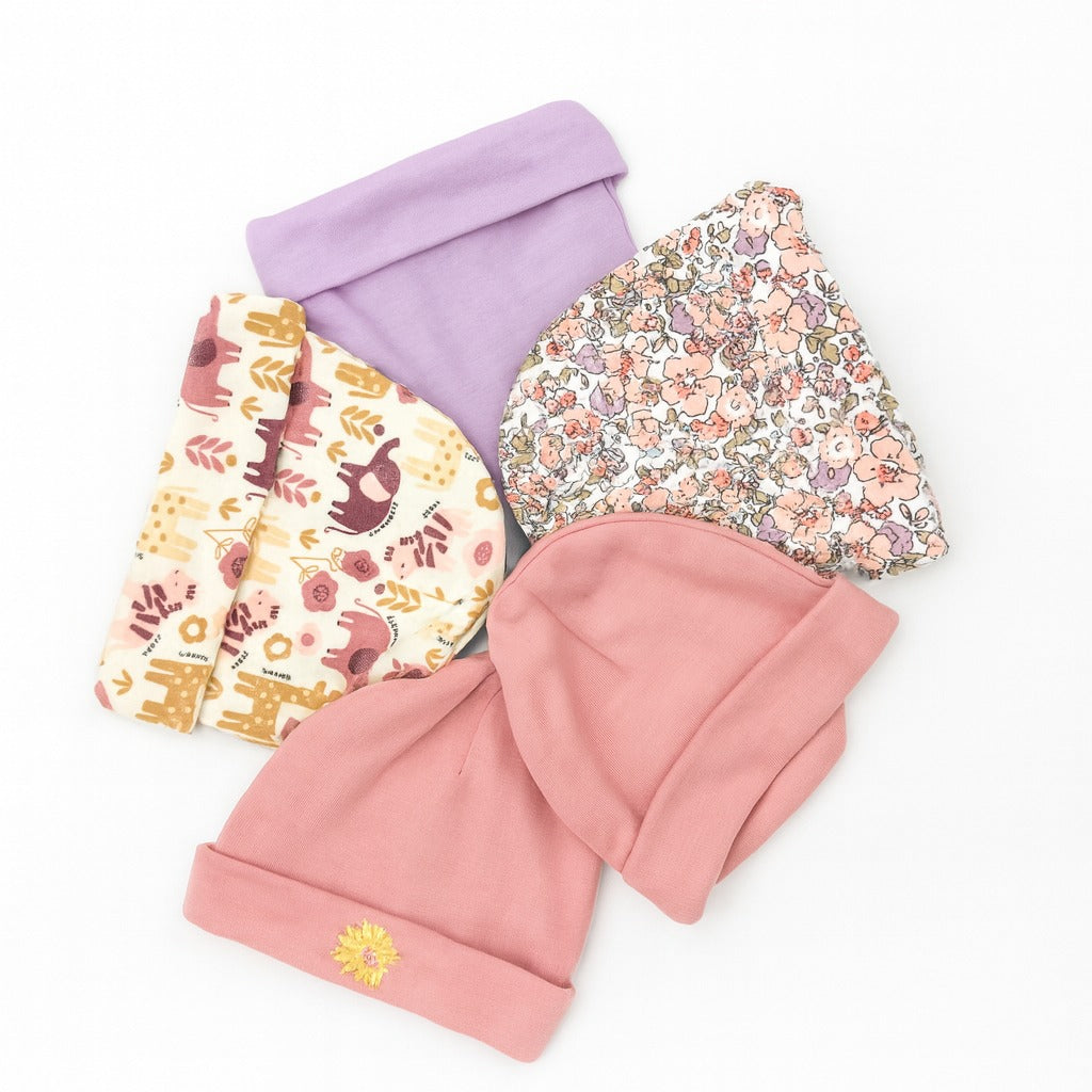 Unisex Baby Beanies Set of 5 - Petal Safari