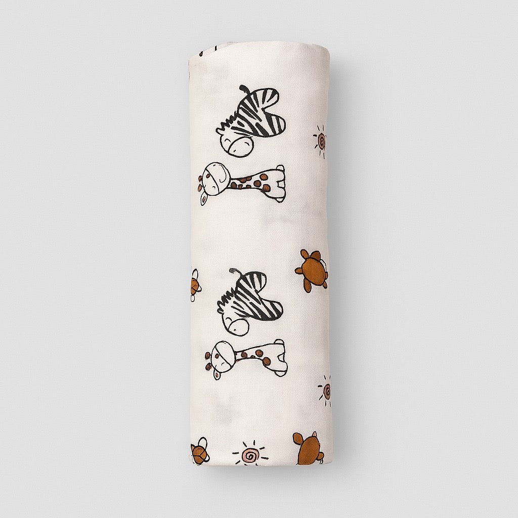 Baby Muslin Swaddle - Jungle Buddies