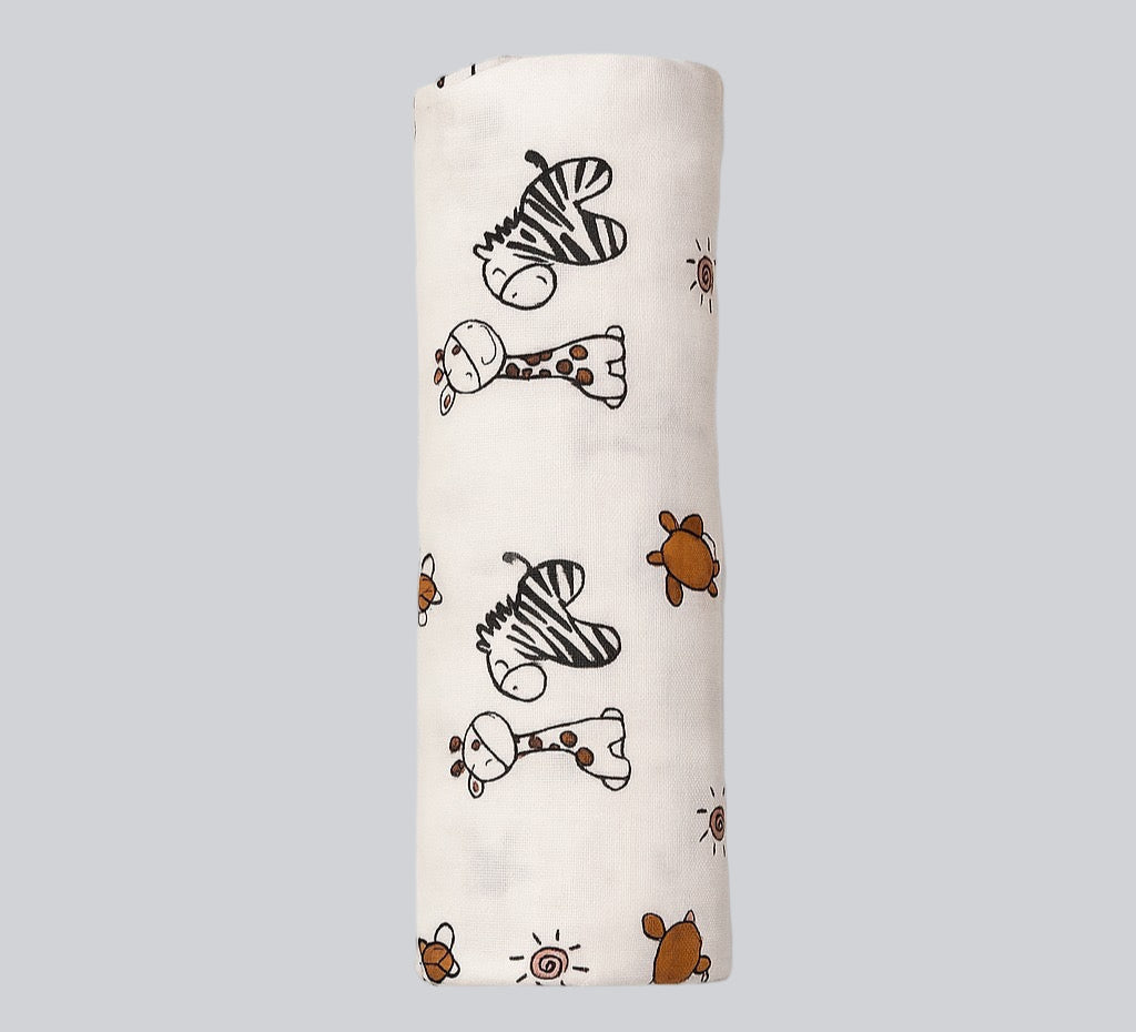 Baby Muslin Swaddle - Jungle Buddies