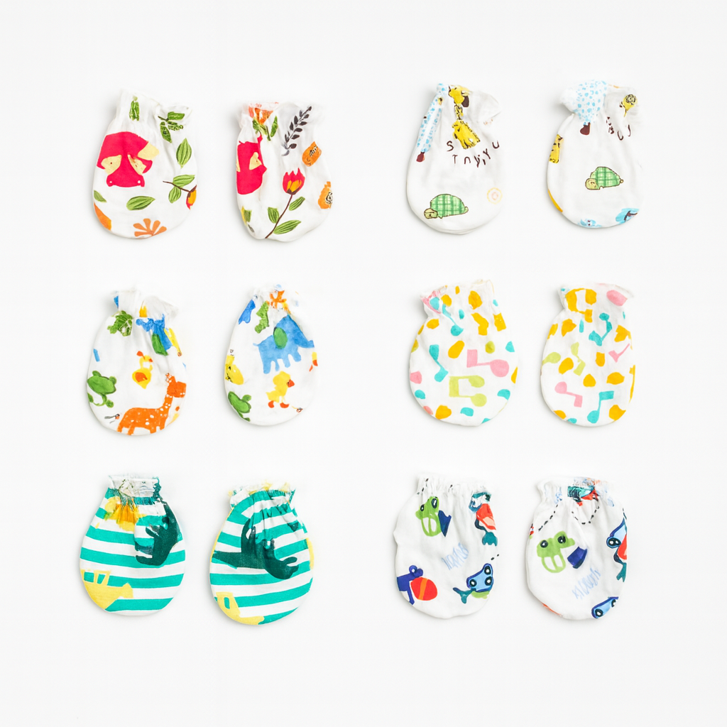 Baby Assorted Mittens - Set of 6 Mix Print