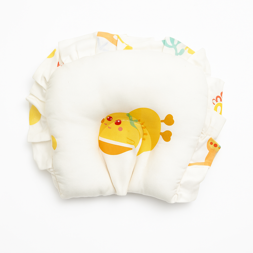 Baby Bedding Set With Mosquito Net & Head Support Pillow - Smiley Sprout