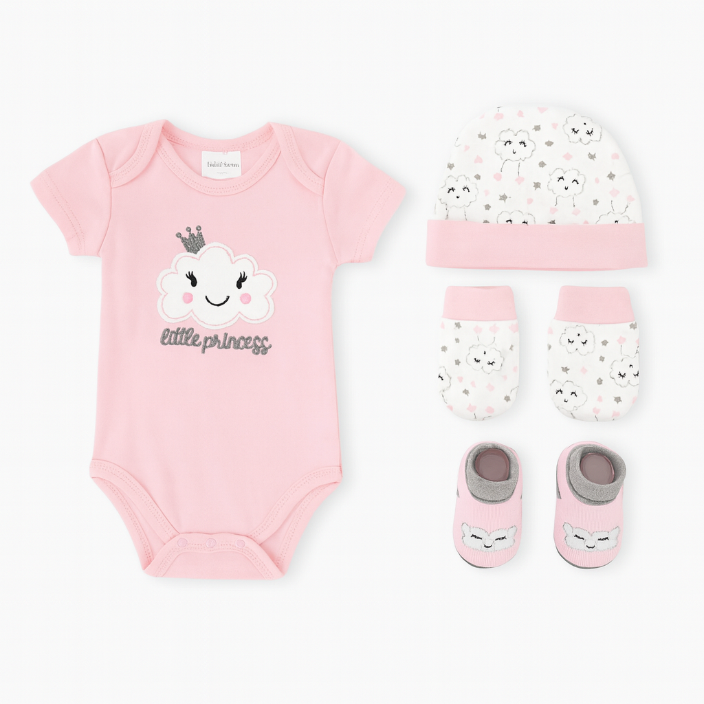 4 pcs Baby Clothing Gift Set - Pink Cloud Dreams