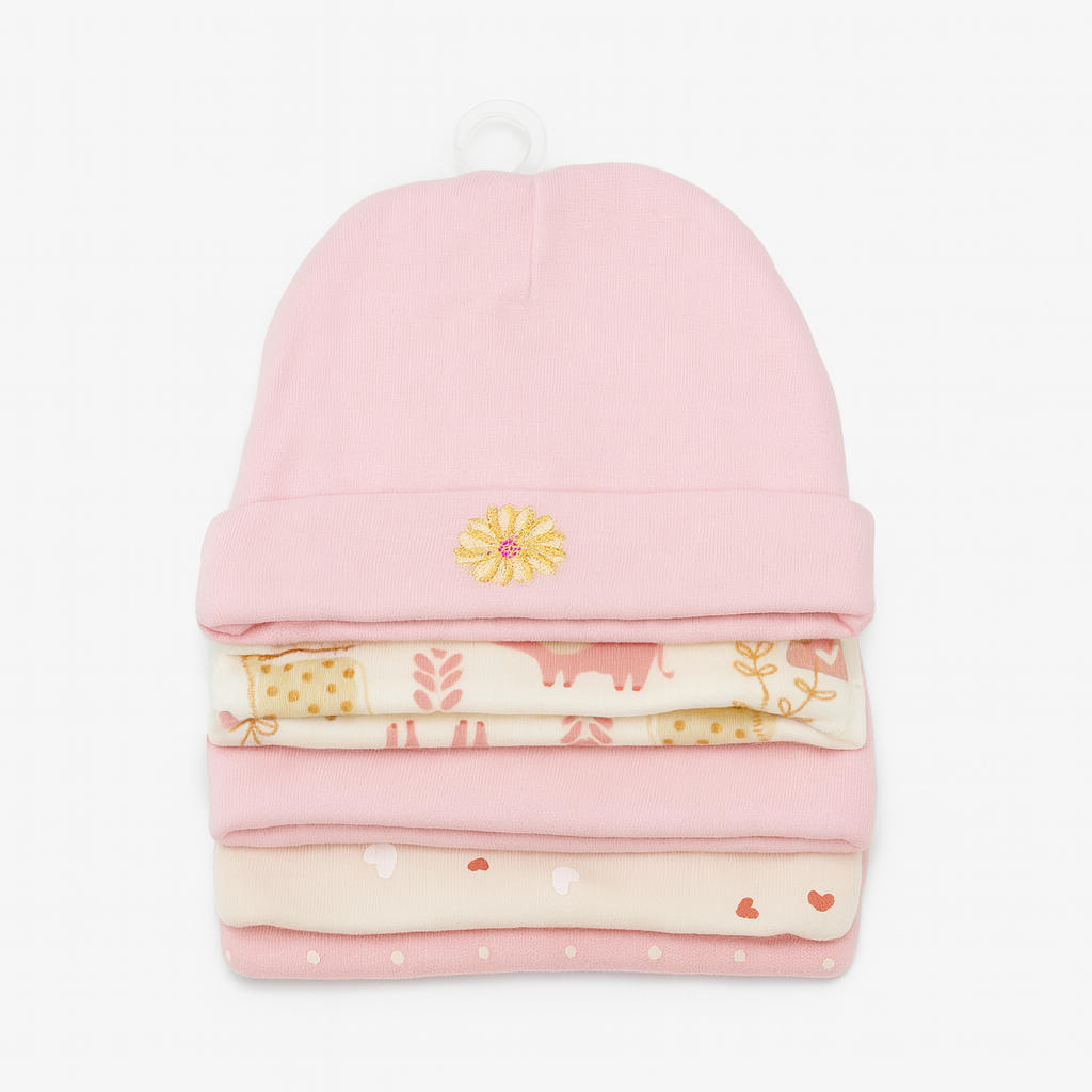 Unisex Baby Beanies Set of 5 - Rosy Bloom