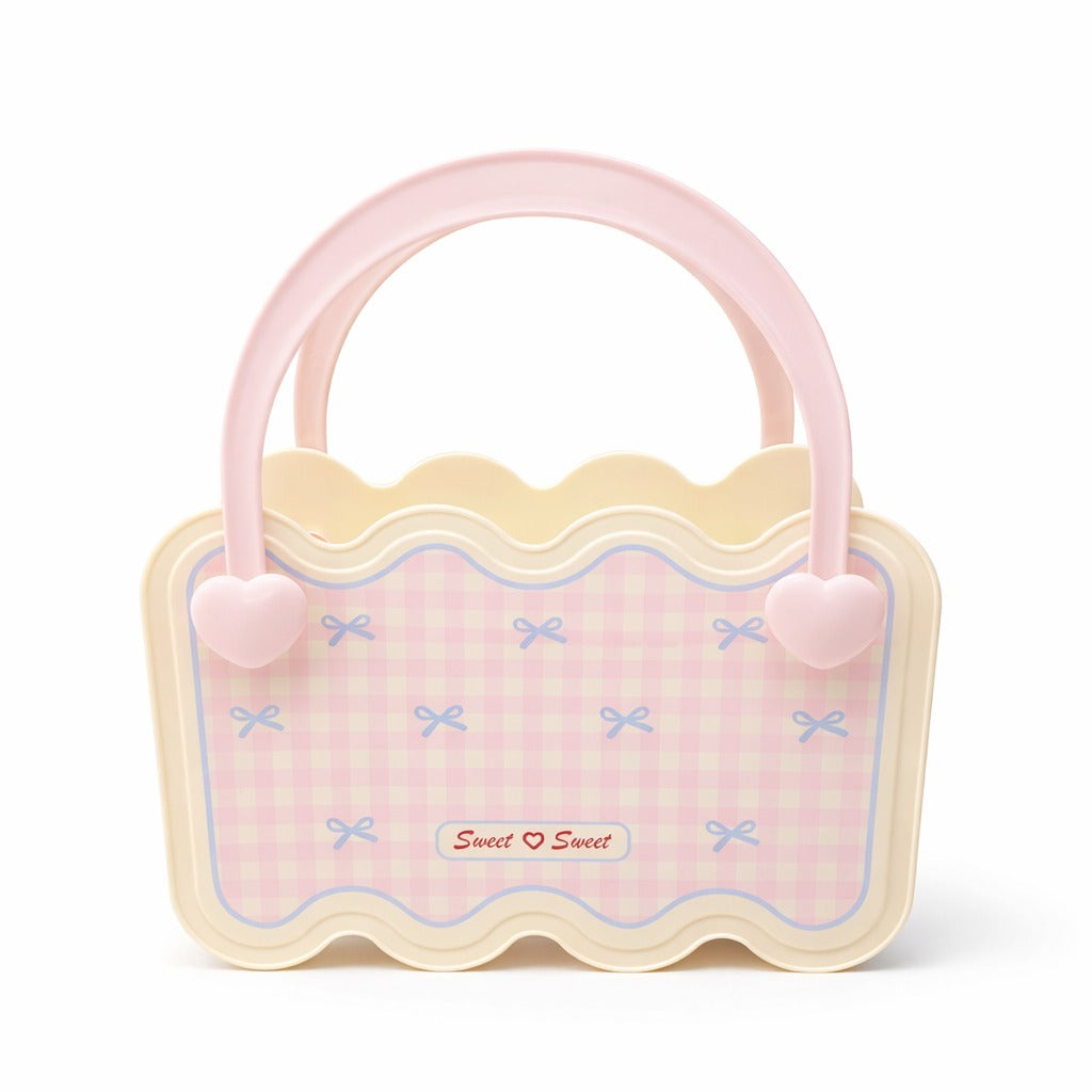 Multi-Purpose Bathroom & Vanity Storage Basket with Portable Handle - Pink Checks