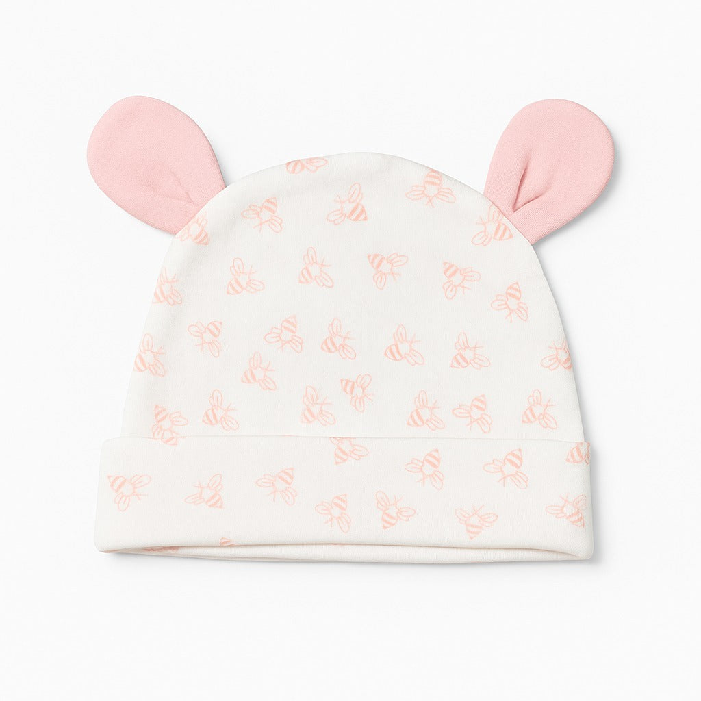 Beanie With Teddy Ears - Peachy Bee