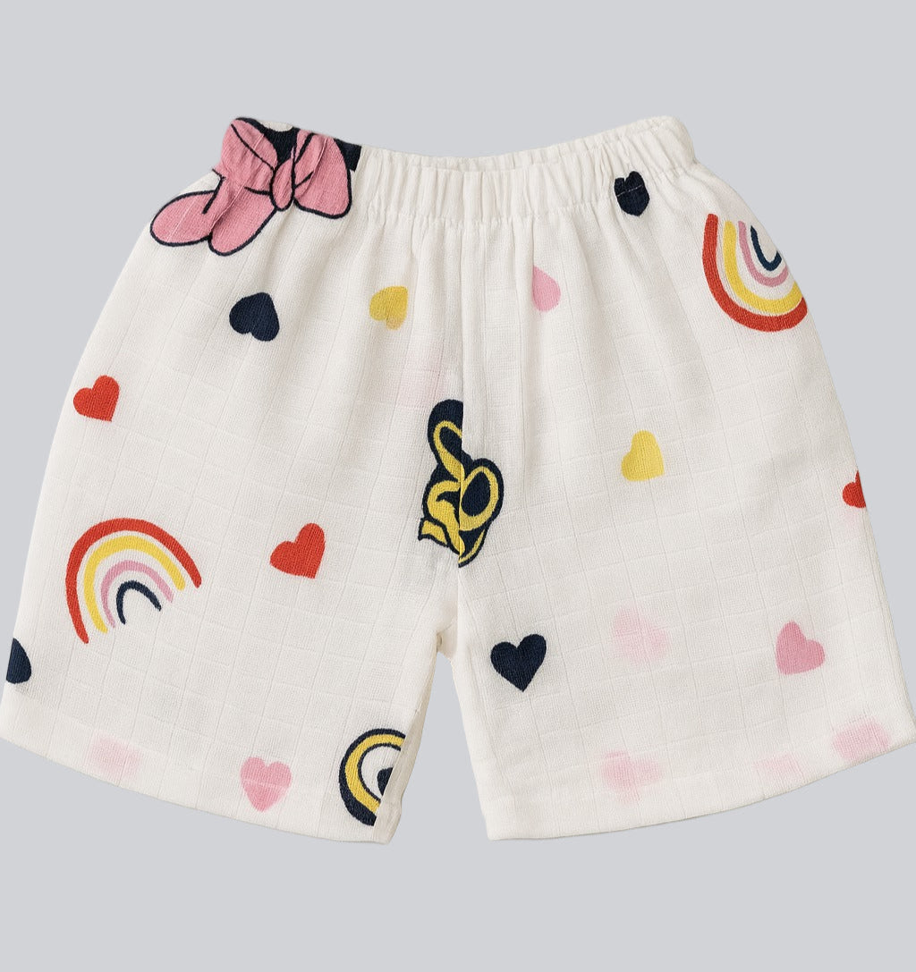 Half Sleeves Jhabla Set - Organic Cotton Muslin - Mickey Love