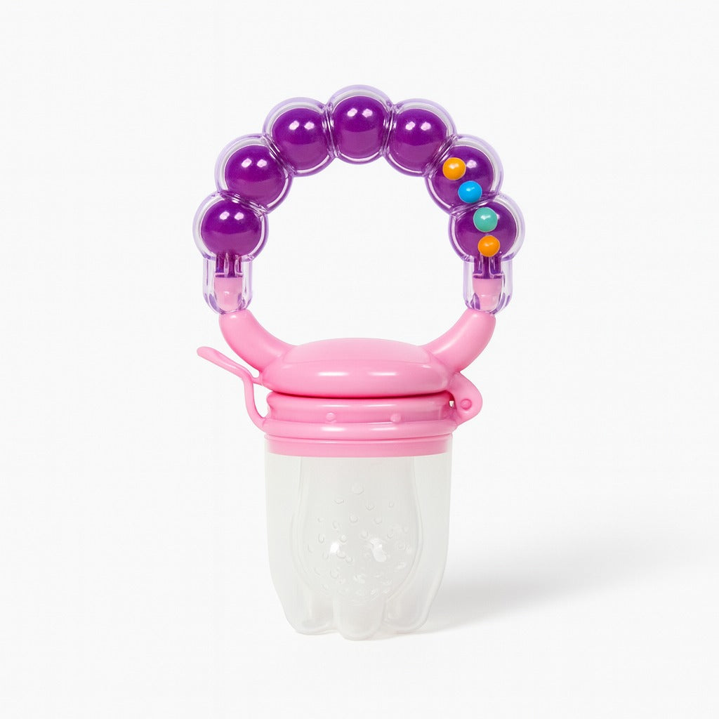 Silicone Fruit Nibbler - Pink Bubble Handle