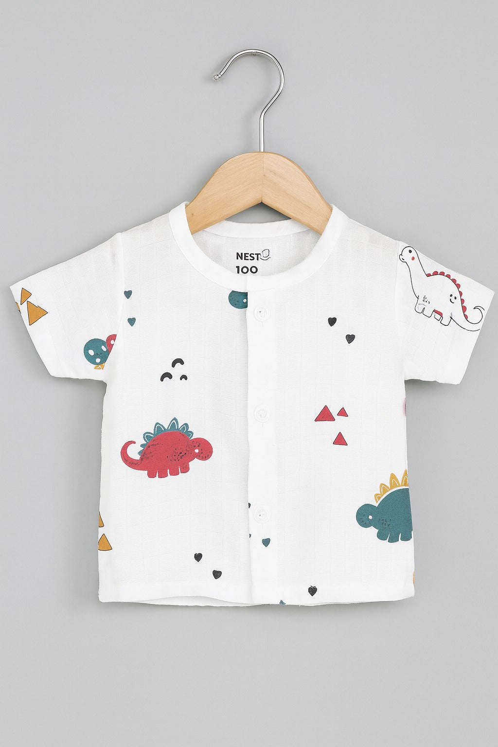 Half Sleeves Jhabla Set - Organic Cotton Muslin - Dinoland