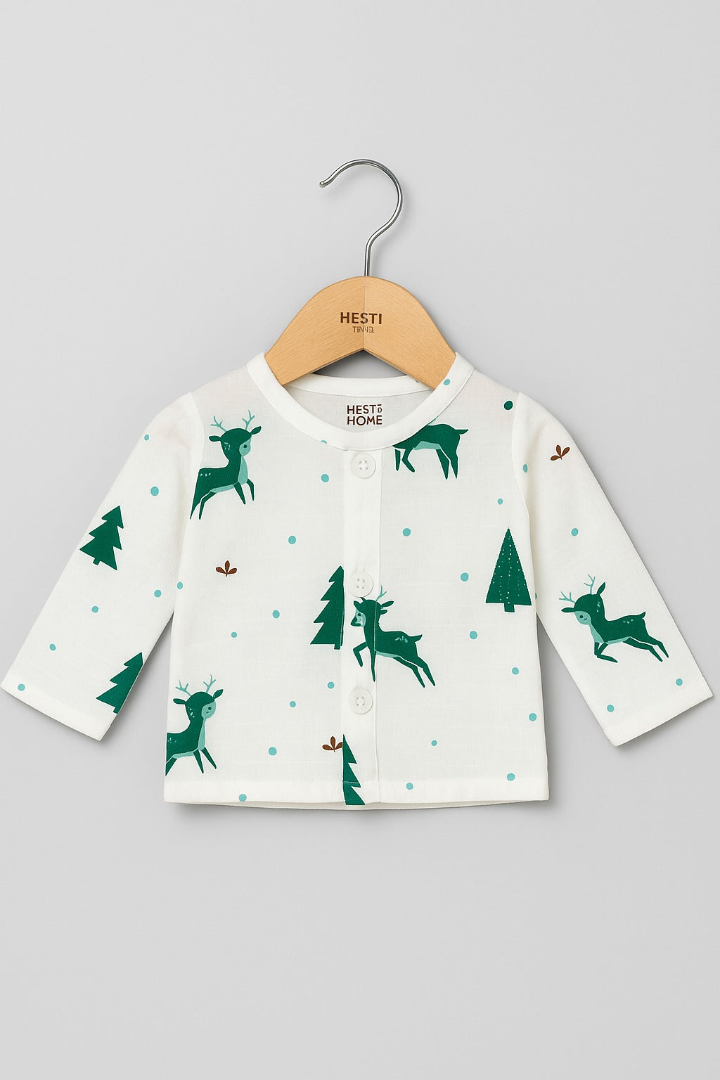 Muslin Full Sleeves Jhabla Set - Organic Cotton Muslin - Christmas Wonderland