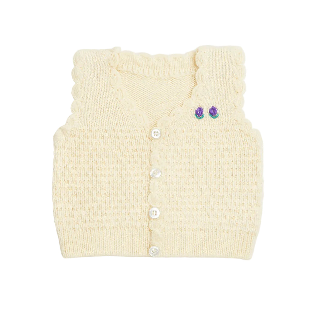 Woolen Vest V Neck - Vanilla Cream