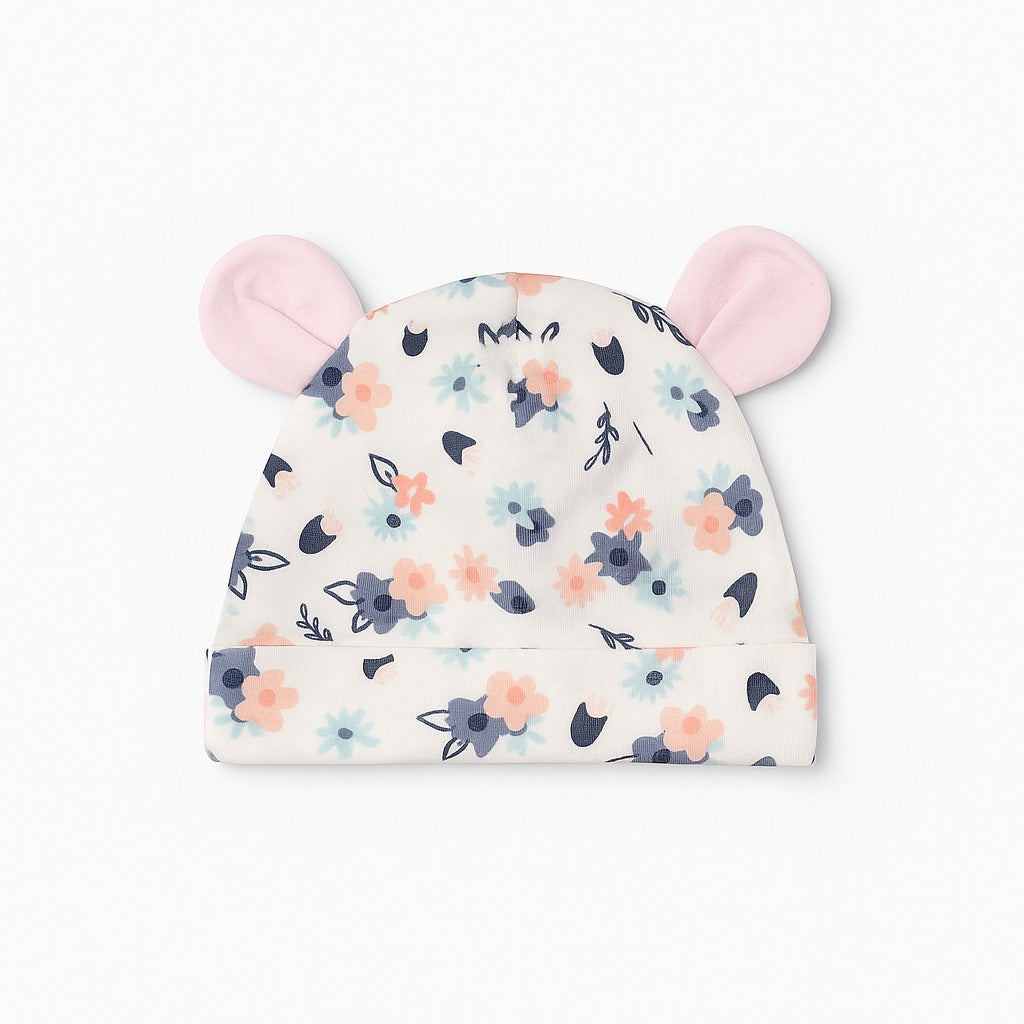 Beanie With Teddy Ears - Petal Puff