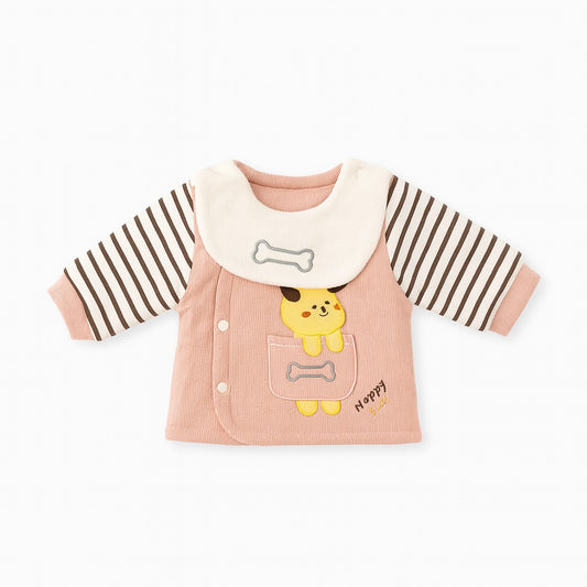 Warm Full Sleeves Co-ord Set With Bib - Pink Paw