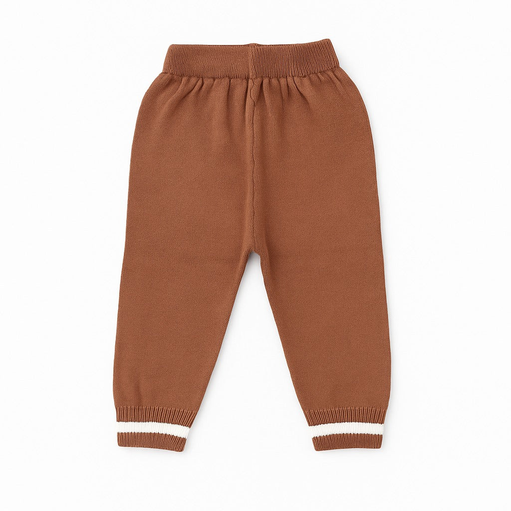 Knitted Sweater Pant Co-ord Set with Button - Brownie Bear
