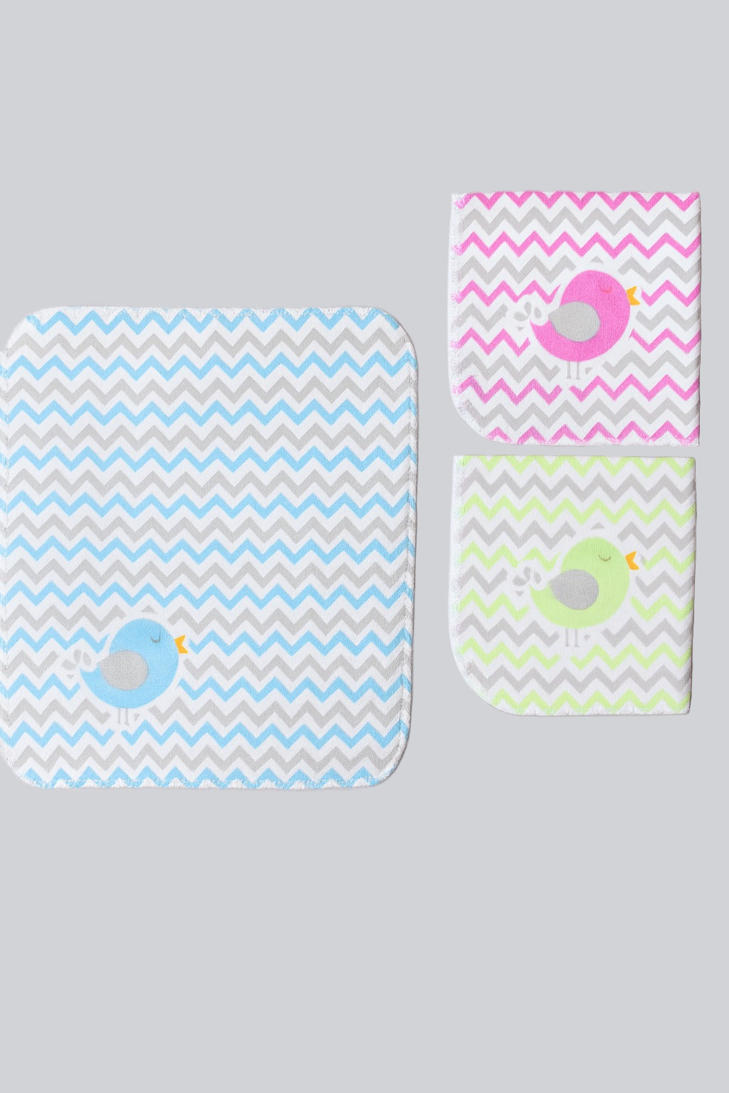 Washcloth For Baby- 3pc set - Big (Green, Pink, Blue)