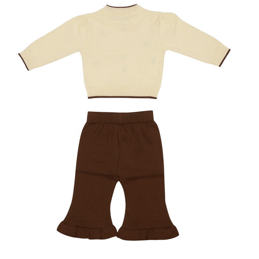 Knitted Top & Pant Co-ord Set - Toffee Mini Bow