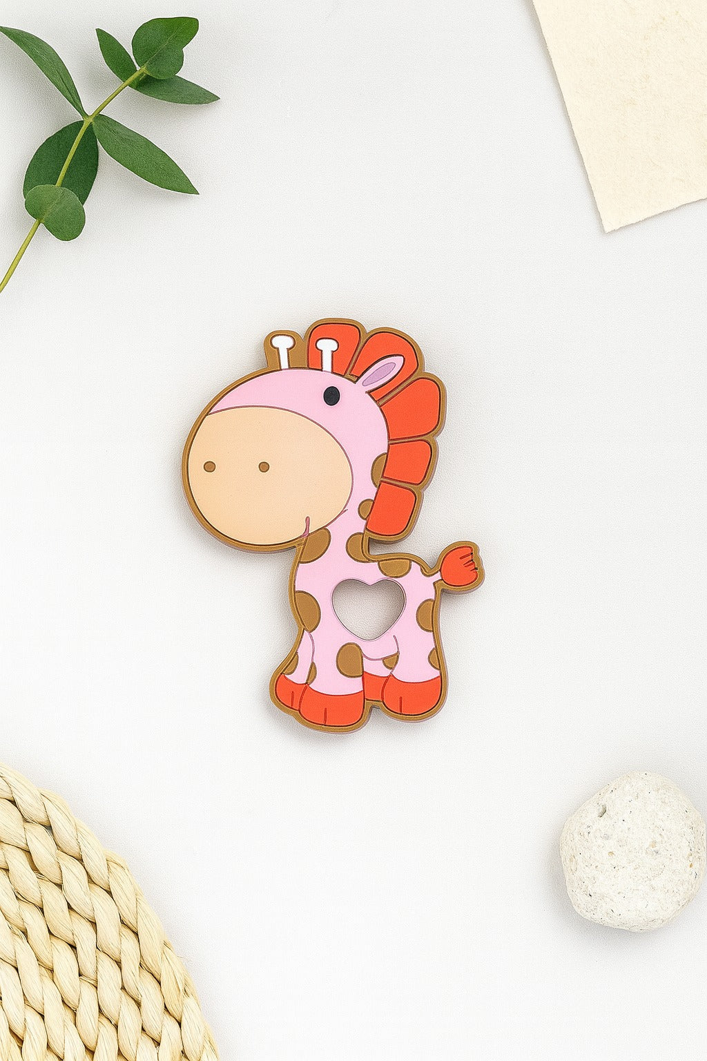 Silicone Cartoon Teether- Giraffe (Pink)